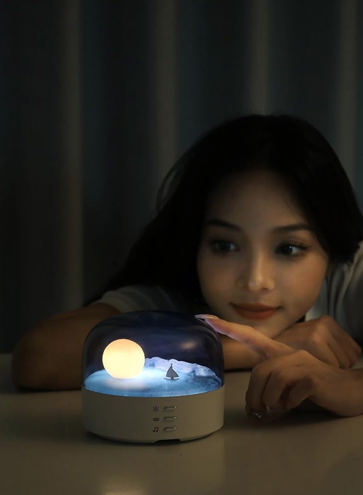 Bukela Elegant Moon Sea and Snow Mountain LED Night Light Music Speaker Lamp USB Type-C Rechargeable, Brightness Adjustable, Two Mode can be Switched, Ideal Bedroom Mood Light and Gift - Image 5