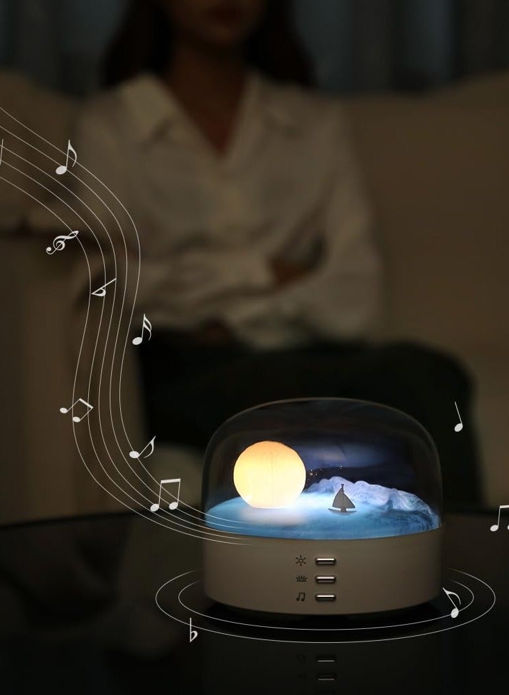 Bukela Elegant Moon Sea and Snow Mountain LED Night Light Music Speaker Lamp USB Type-C Rechargeable, Brightness Adjustable, Two Mode can be Switched, Ideal Bedroom Mood Light and Gift - Image 4