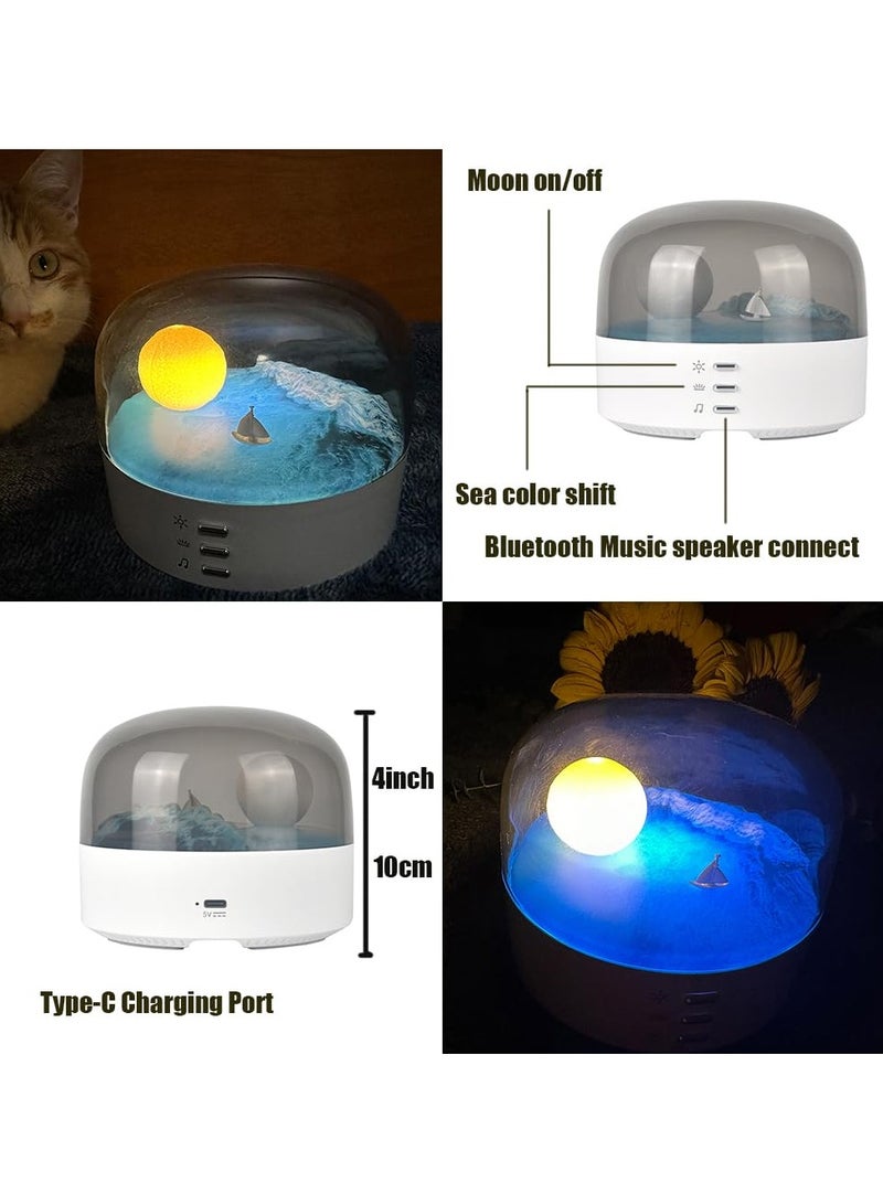 Bukela Elegant Moon Sea and Snow Mountain LED Night Light Music Speaker Lamp USB Type-C Rechargeable, Brightness Adjustable, Two Mode can be Switched, Ideal Bedroom Mood Light and Gift - Image 3