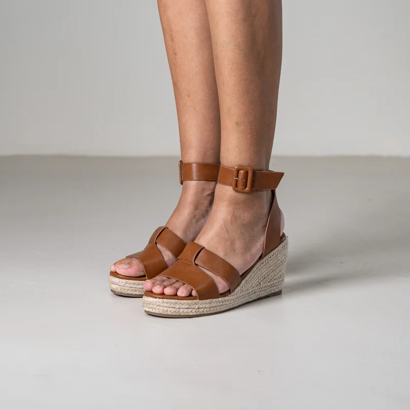 Lamaraparis TOHIMA WEDGE SANDALS WITH CRISSCROSS STRAPS AND ANKLE STRAP