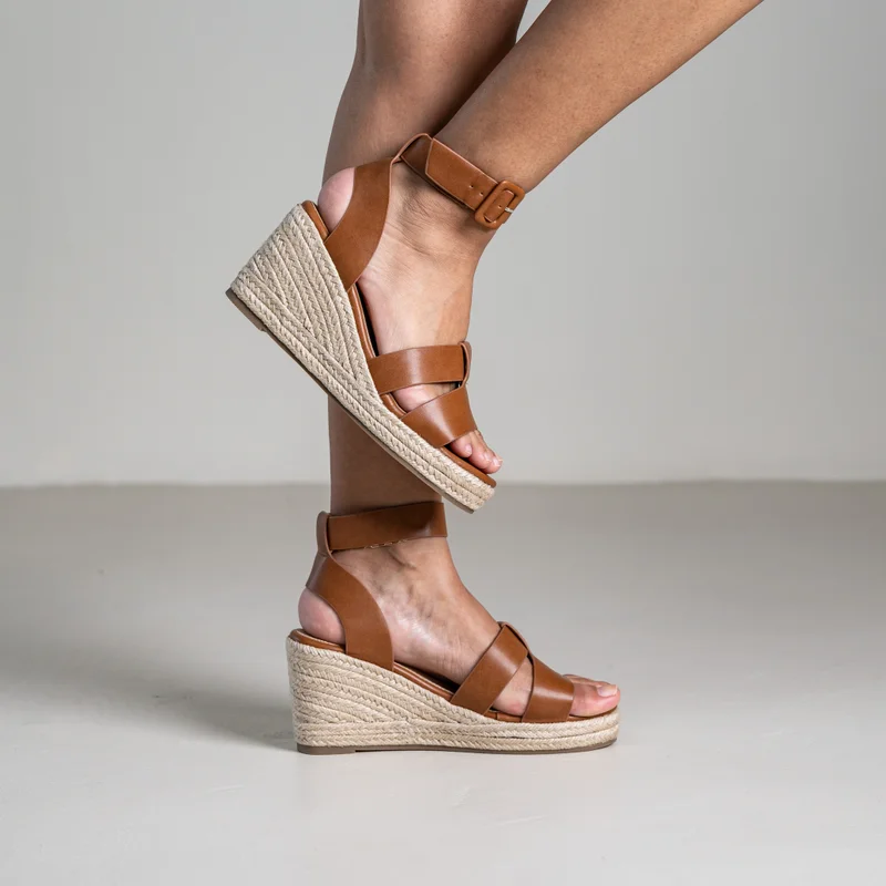 Lamaraparis TOHIMA WEDGE SANDALS WITH CRISSCROSS STRAPS AND ANKLE STRAP