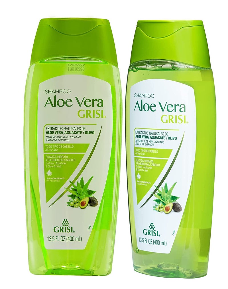 Grisi Aloe Vera Shampoo, Moisturizing Shampoo with Aloe Vera Extract, Paraben-Free, Hair Product for Soft and Shiny Hair, 2-Pack of 13.5 FL Oz each, 2 Bottles - Image 1