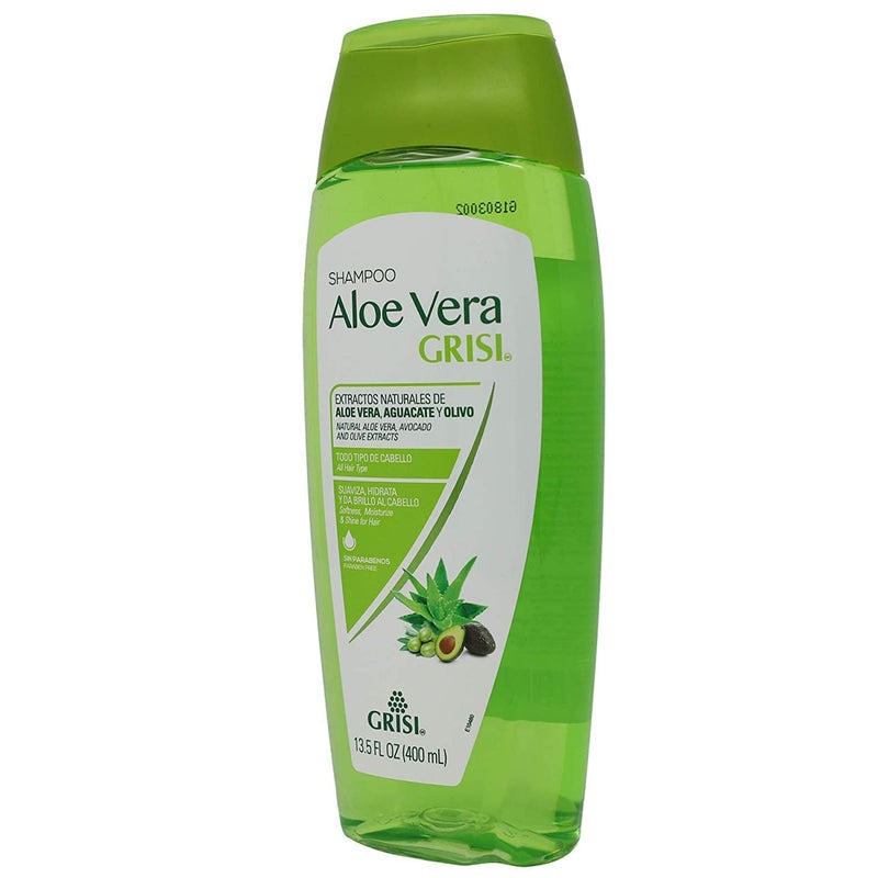 Grisi Aloe Vera Shampoo, Moisturizing Shampoo with Aloe Vera Extract, Paraben-Free, Hair Product for Soft and Shiny Hair, 2-Pack of 13.5 FL Oz each, 2 Bottles - Image 2