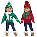 Ecore Fun 2 Sets American 18 Inch Doll Clothes Winter Christmas Outfit and Accessories Including Sweaters Trousers Hats and Scarfs - Image 3