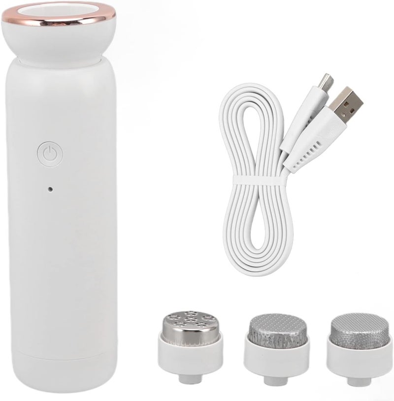 مزيل الكالو الكهربائي المحمول القابل للشحن عبر USB، قابل لتعديل السرعة بـ 5 مستويات مع 3 رؤوس طحن للعناية ببشرة القدم - أداة باديكير قوية، حماية ذكية، تنظيف سهل (أبيض) - Image 1