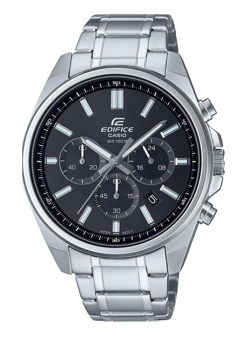 Casio Edifice Men's Watch - EFV-630D-1AVUDF Black Dial, Silver Band - Image 1