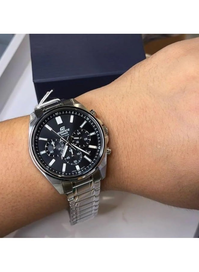 Casio Edifice Men's Watch - EFV-630D-1AVUDF Black Dial, Silver Band - Image 4
