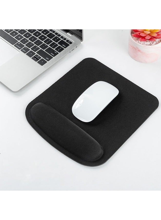 Office Mousepad with Gel Wrist Support - Ergonomic Gaming Desktop Mouse Pad Wrist Rest - Design Gamepad Mat Rubber Base for Laptop Computer -Silicone Non-Slip Special-Textured Surface (Black)  - Image 1