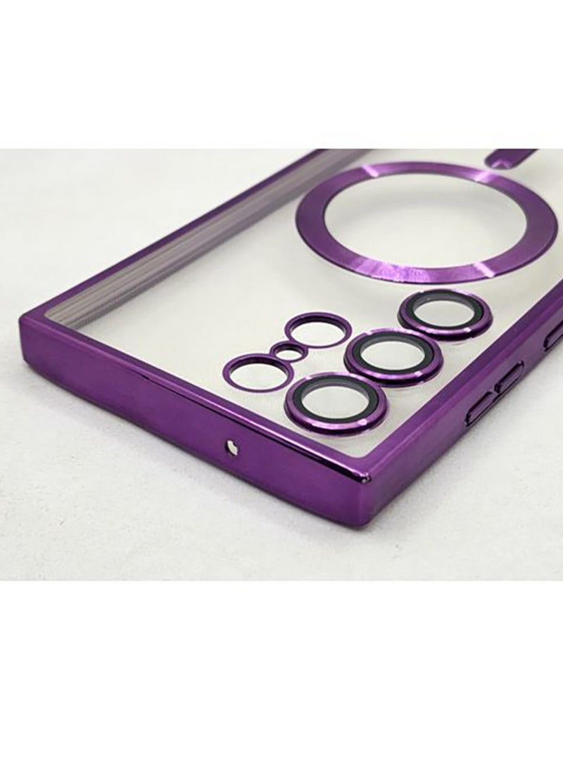 Samsung Galaxy S23 Ultra MagSafe Case With Colored Sides & Camera Protection -Clear / Dark Purple  - Image 2
