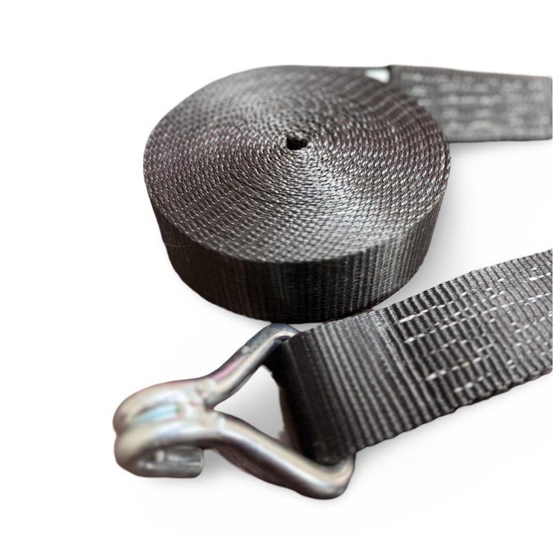 GTCFI Premium Heavy Duty Ratchet Lashing Polyester Belt 50mm x 8Mtrs BS 5000 Kgs Double J Hooks Luggage Strap Webbing Black Colour Export Quality