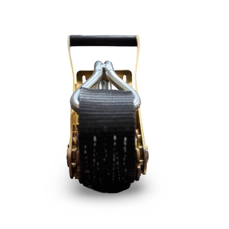 GTCFI Premium Heavy Duty Ratchet Lashing Polyester Belt 50mm x 8Mtrs BS 5000 Kgs Double J Hooks Luggage Strap Webbing Black Colour Export Quality