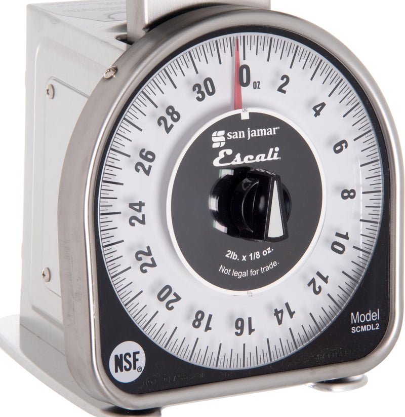San Jamar Ms Series Mechanical Dial Scale Manual Food Scale with 2 Pound Capacity for Kitchens, Restaurants, And Cooking, Metal, 32 Ounces, Silver