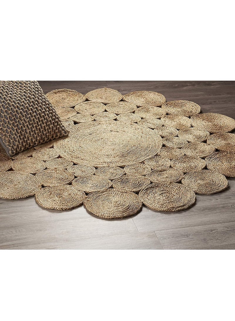 LINGWEI Jute Rug Carpet Round Shape For Home Living room Bedroom Kitchen Beige 100x100cm  - Image 4