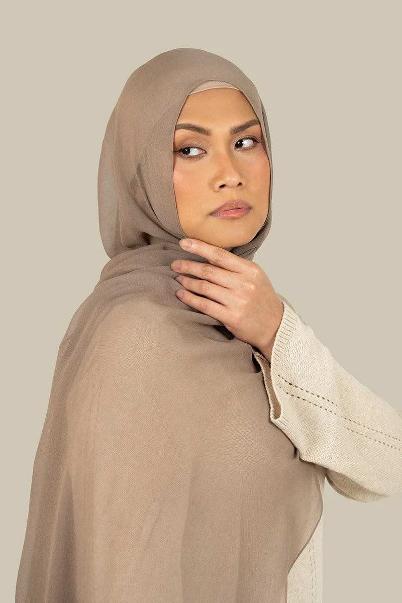 silqrose  Mocha Silk Georgette Hijab for Women | Best Price UAE