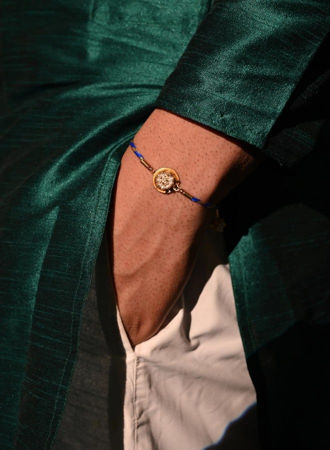 Tangerine 22k gold plated Vina Rakhi | Music-Inspired Rakhi with Veena Motif | Artistic Raksha Bandhan Thread - Image 4
