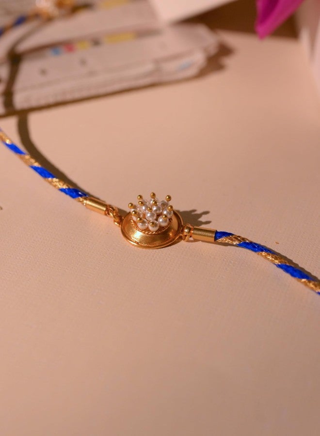 Tangerine 22k gold plated Vina Rakhi | Music-Inspired Rakhi with Veena Motif | Artistic Raksha Bandhan Thread - Image 3