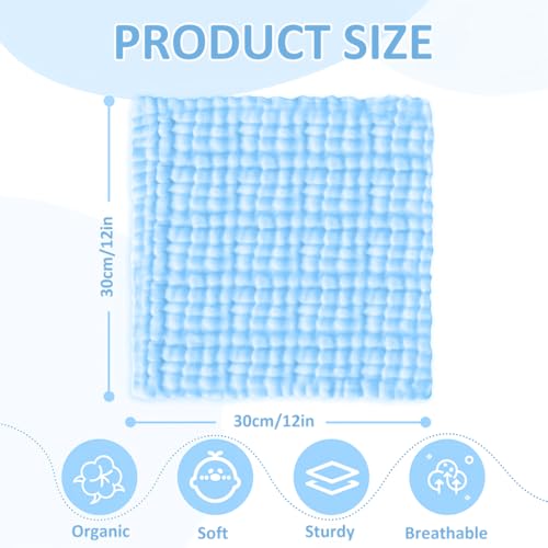 Zibuyu® 5Pcs Baby Washcloths Square Face Towels Ultra Soft Cotton Mesh Baby Towels Saliva Wipes Face Washing Cloth Adult Face Towel for Senstive Skin, 12x12 inches - Image 3