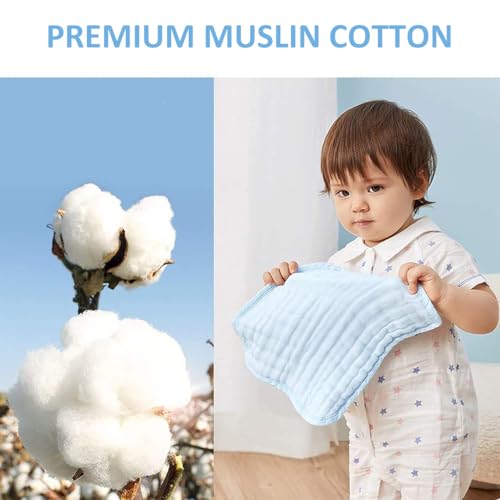 Zibuyu® 5Pcs Baby Washcloths Square Face Towels Ultra Soft Cotton Mesh Baby Towels Saliva Wipes Face Washing Cloth Adult Face Towel for Senstive Skin, 12x12 inches - Image 2