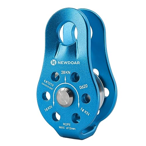 NewDoar Fixed Plate Micro Pulley,28KN CE Certified General Purpose Small Aluminum Rope Pulleys for Climbing/Aloft Work/Rappelling/Rescue Etc(28KN Blue 1pcs) - Image 1
