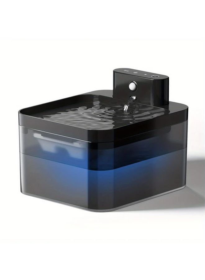 Black Square Automatic Wireless Water Dispenser For Cats And Dogs Rechargeable Pet Drinking Fountain With Sensor IPX8 USB Battery Powered - Image 1