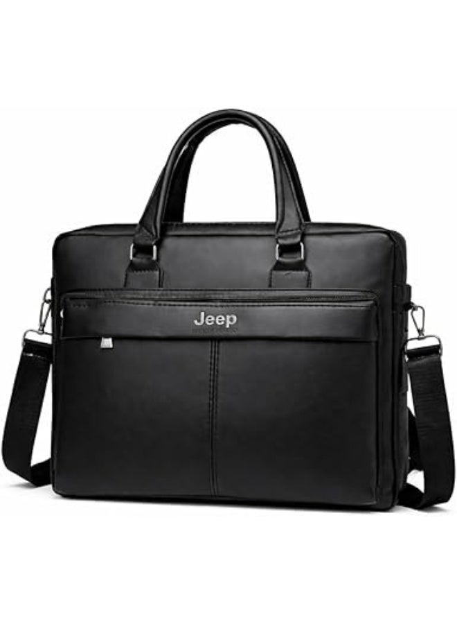 جيب حقيبة لابتوب جلدية للرجال، حقيبة كتف للعمل والجامعة - Image 1