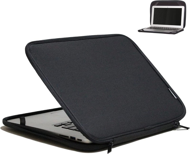 INNTZONE Laptop Sleeve 15.6 Inch Foldable Slim Case Lightweight Bag Notebook Computer Carrying Flip Cover (Black) - Image 1