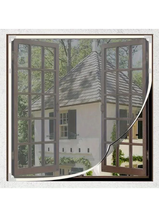 White Frame Gray Grid Adjustable Magnetic Window Screen 65x125cm For Ventilation - Image 1