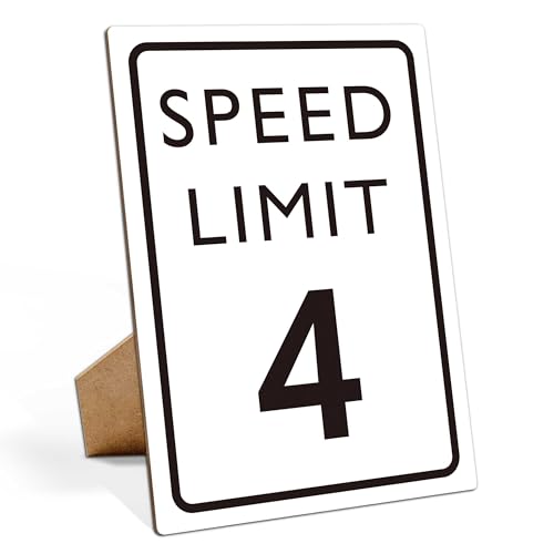 Muruseni Race Car Birthday Decor, Speed Limit Sign, Fast Four, Race Car Birthday Party Decorations, 8×11 Wooden Play Sign with Stand, Let's Go Racing Party Supplies for Boy Race Fans - LP065 - Image 1