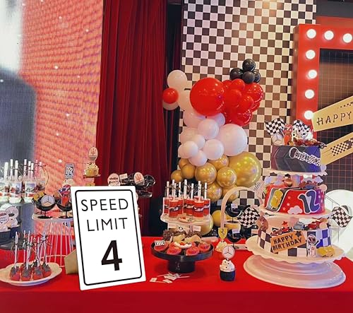 Muruseni Race Car Birthday Decor, Speed Limit Sign, Fast Four, Race Car Birthday Party Decorations, 8×11 Wooden Play Sign with Stand, Let's Go Racing Party Supplies for Boy Race Fans - LP065 - Image 4