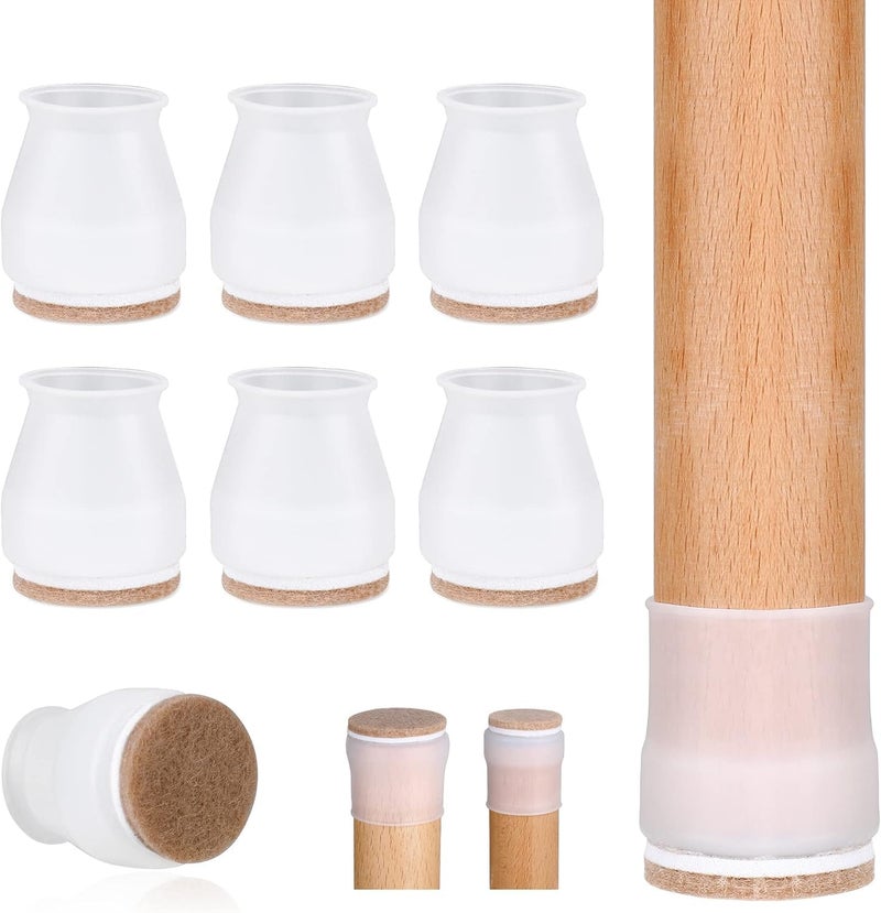 Chair/Table Leg caps Cover Flexible Floor Protectors (White) 12 Piece  - Image 1