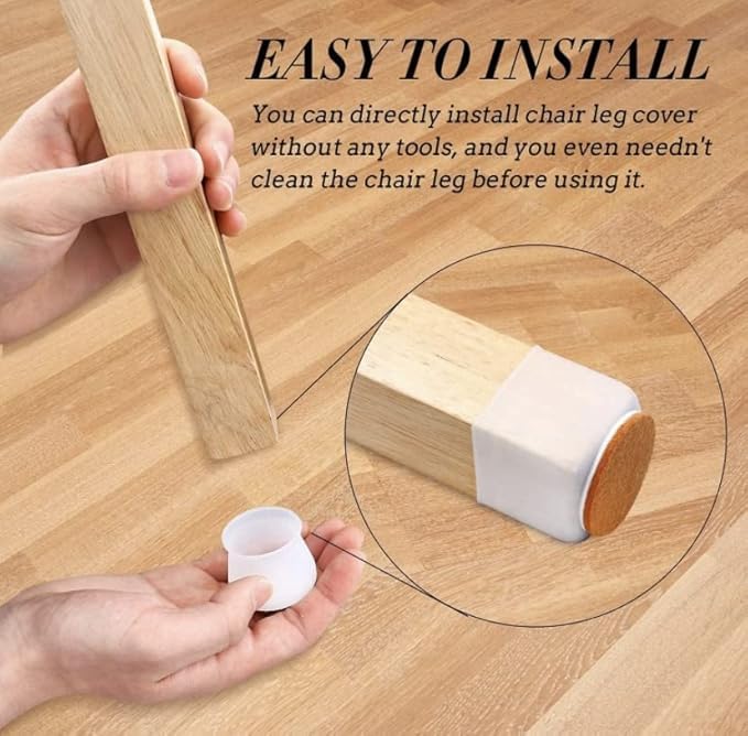 Chair/Table Leg caps Cover Flexible Floor Protectors (White) 12 Piece  - Image 4