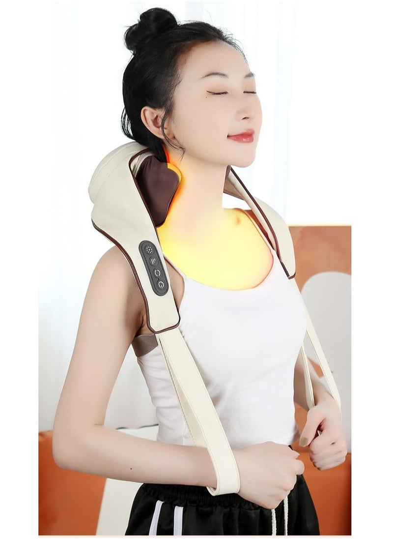Generic Neck Massager with Heat, Shiatsu Massager for Neck, Back, Shoulder, Foot and Leg, Deep Tissue 3D Kneading Helps to Relax Muscles at Home and Car, Relieve Muscle Pain，Comfort Gifts for Women and Men (Beige)  - Image 3