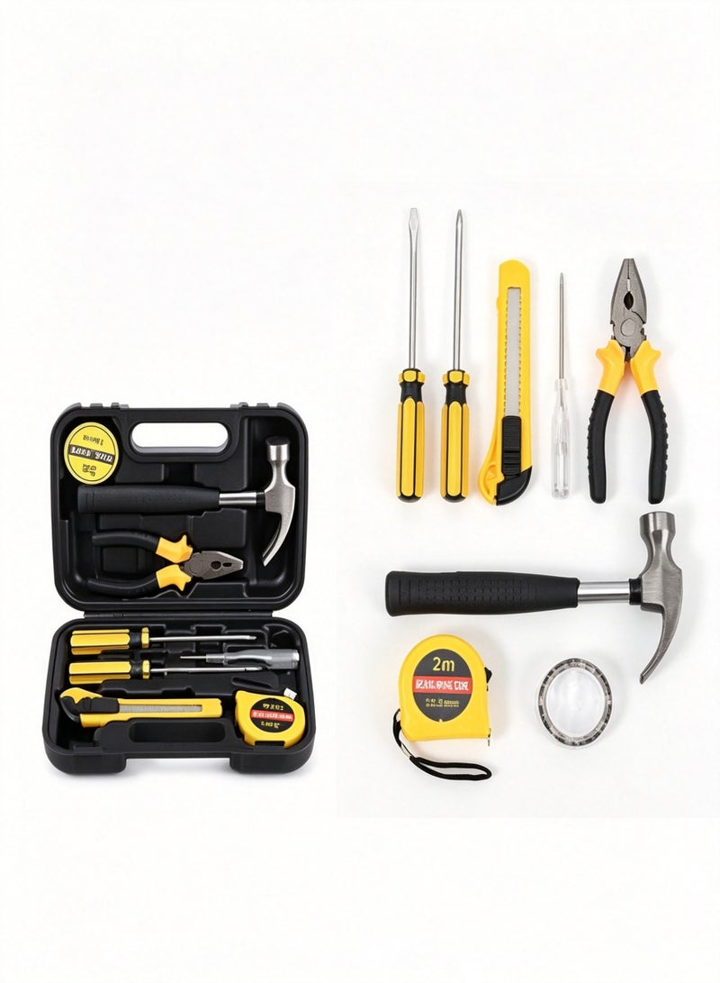 AETHER Small Household Tool Set 9 Pieces Small Hand Tool Set For Home Use With Plastic Toolbox Storage Box - Image 1