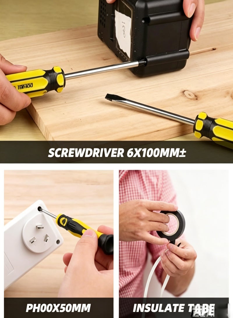 AETHER Small Household Tool Set 9 Pieces Small Hand Tool Set For Home Use With Plastic Toolbox Storage Box - Image 2