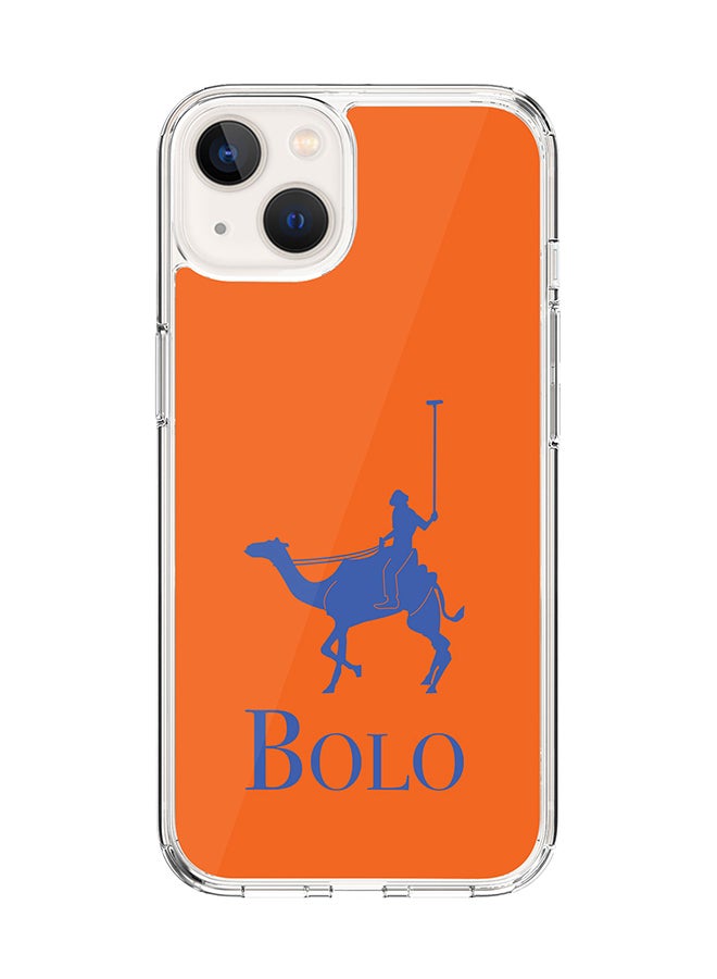 Stylizedd Classic Clear for Apple iPhone 14 Case Hybrid Soft Cover Flexible Edges Anti Drop TPU PC Gel Thin Transparent Cover [ Designed for Apple iPhone 14 ] - BOLO Orange Full Print