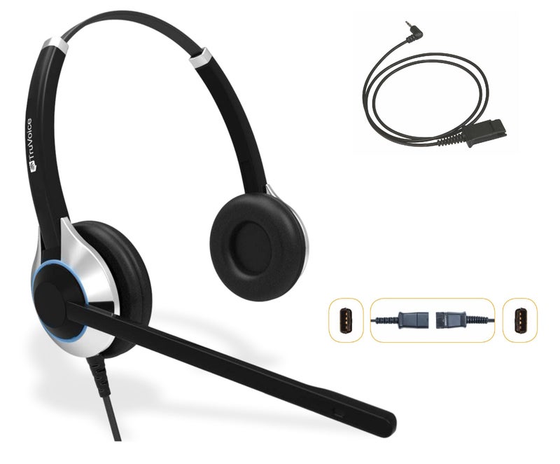 TruVoice HD-550 Premium Headset with Noise Canceling Microphone and 2.5mm Cable Compatible with Cisco SPA303, SPA502g, SPA504g, SPA508g, SPA509g, SPA514g, SPA525g and Phones with a 2.5mm Jack Port - Image 1