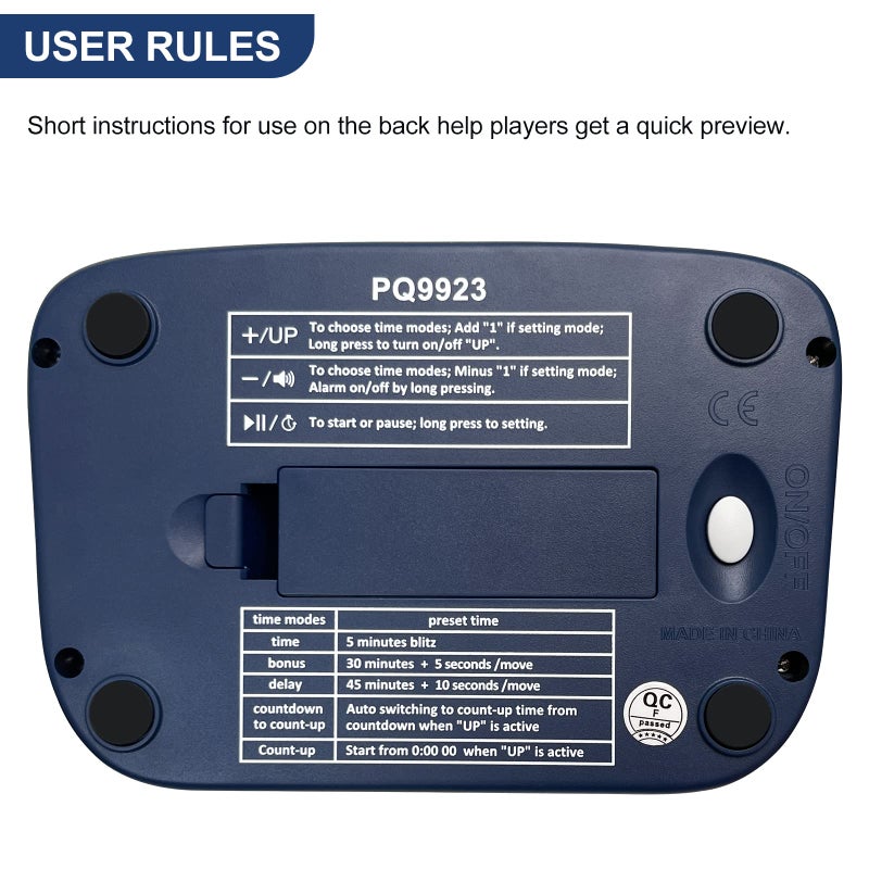 LEAP Chess Clock Digital Chess Timer Professional Chess Clock Timer with Time Bonus and Delay Features Great for Chess I-Go Upgraded Navy - Image 3