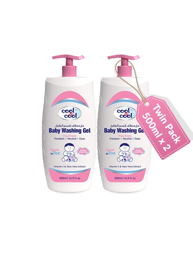 Cool & Cool Cool & Cool Baby Washing Gel- 500ML(Pack of 2) - Head to Toe Baby Bath, Dye Free,Tear Free,Paraben-Free,Vitamin-E & Aloe Vera Extract With Extra Mild Formula 1Liter  - Image 3
