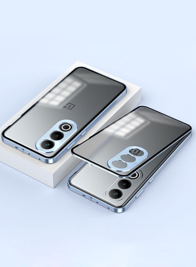 عام غطاء متوافق مع ون بلس إيس5/5برو 5G - إطار معدني مغناطيسي + ظهر زجاج مقوى شبه شفاف مطفأ، غطاء غير قابل للانزلاق مقاوم للصدمات مع حامي الكاميرا