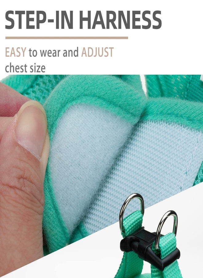 PUPTECK Adjustable Dog Harness Collar and Leash Set Step in No Pull Pet Harness for Small Medium Dogs Puppy and Cats Outdoor Walking Running, Soft Mesh Padded Reflective Vest Harnesses, Solid Green XS - Image 3