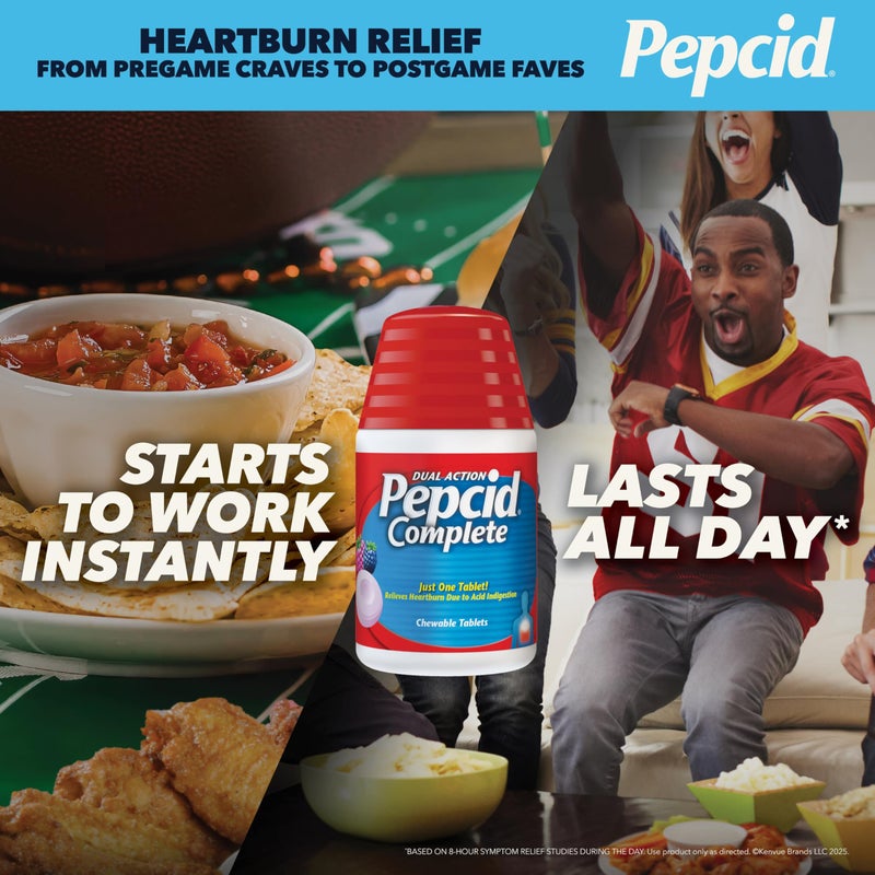 Pepcid Complete Acid Reducer + Antacid Chewable Tablets, Heartburn Relief, Berry, 50 ct (Package May Vary) - Image 5