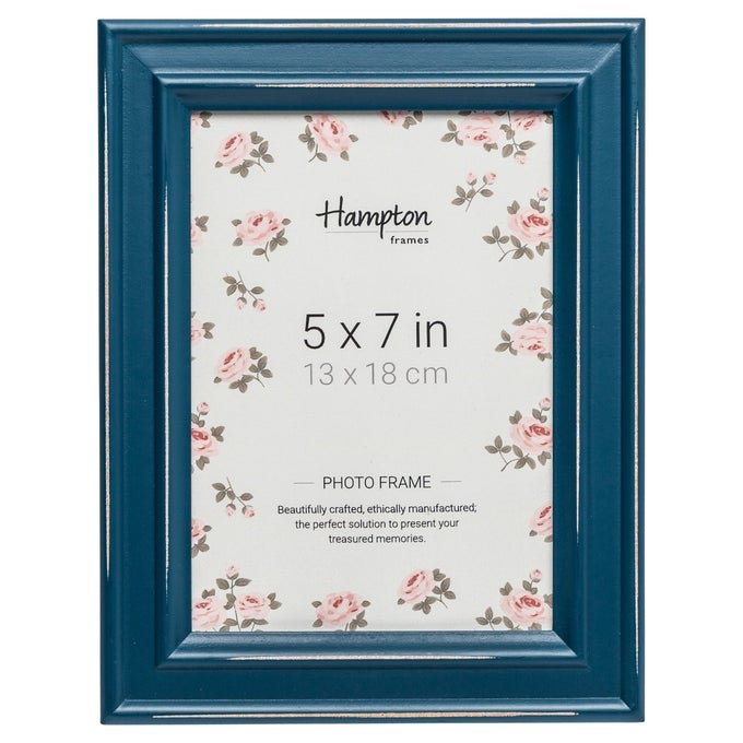 PALOMA Teal Blue Shabby Chic 5x7 13x18cm Distressed Wood Photo Frame PAL301957TL
