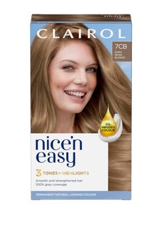 CLAIROL Nicen Easy Creme Natural Looking Oil Infused Permanent Hair Dye 7CB Cool Beige Blonde New Name Same Shade  - Image 1