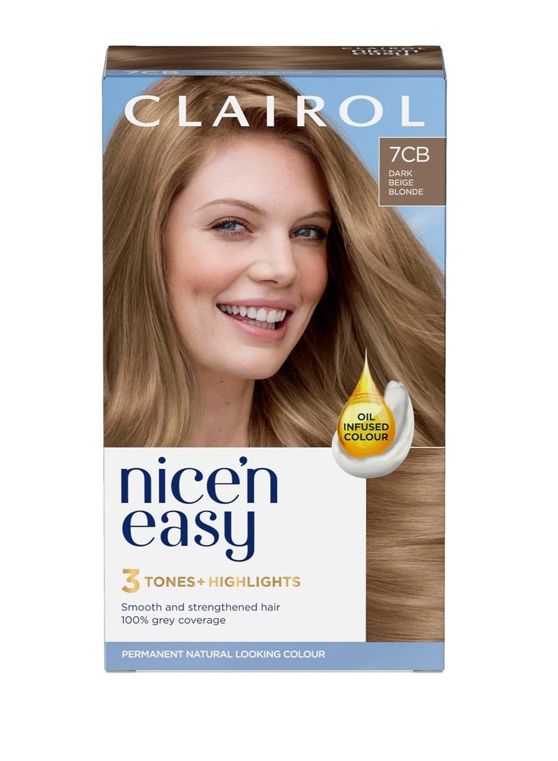 كلايرول صبغة شعر دائمة غنية بالزيت من Nice'n Easy Creme بمظهر طبيعي 7CB بلون أشقر بيج بارد، اسم جديد، نفس الدرجة - Image 1