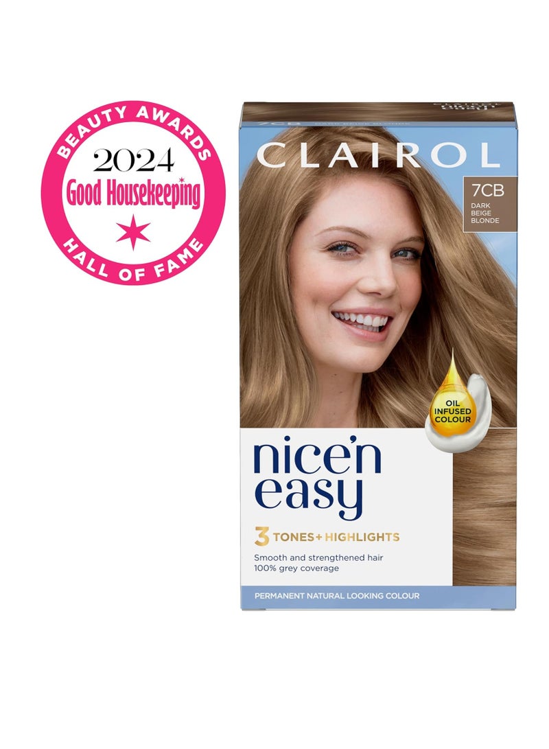 كلايرول صبغة شعر دائمة غنية بالزيت من Nice'n Easy Creme بمظهر طبيعي 7CB بلون أشقر بيج بارد، اسم جديد، نفس الدرجة - Image 2