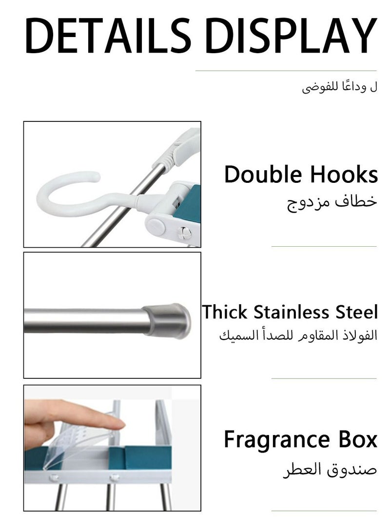 UNUNS Trouser Pants Rack Hanger,6 Layers Pants Hangers With Non-Slip Clip,Telescopic Folding 180 Degree Metal Closet Organizer,Space Saving White  - Image 5