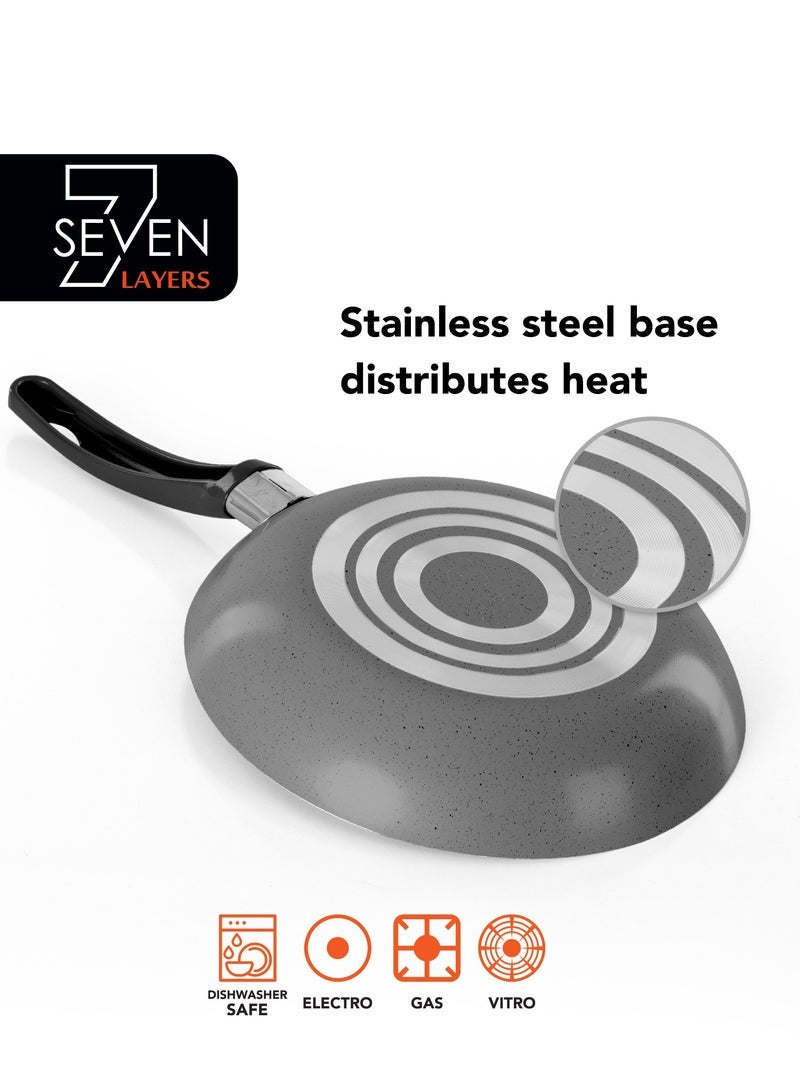 Grandi 4 Piece Cook Pop Fry Pan Set With Bakelite Handle 18-20-24-28 Black and gray granite - Image 5
