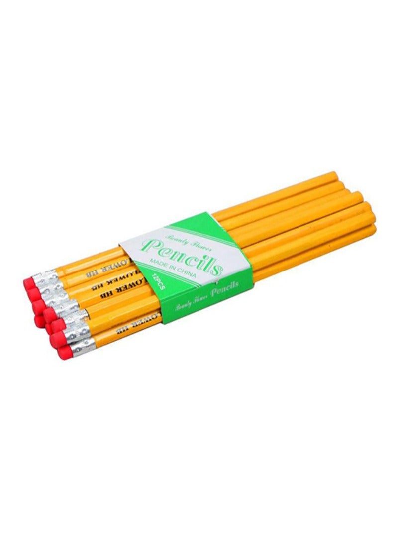 Generic 12-Piece Pencil Set Yellow/Silver/Pink  - Image 2