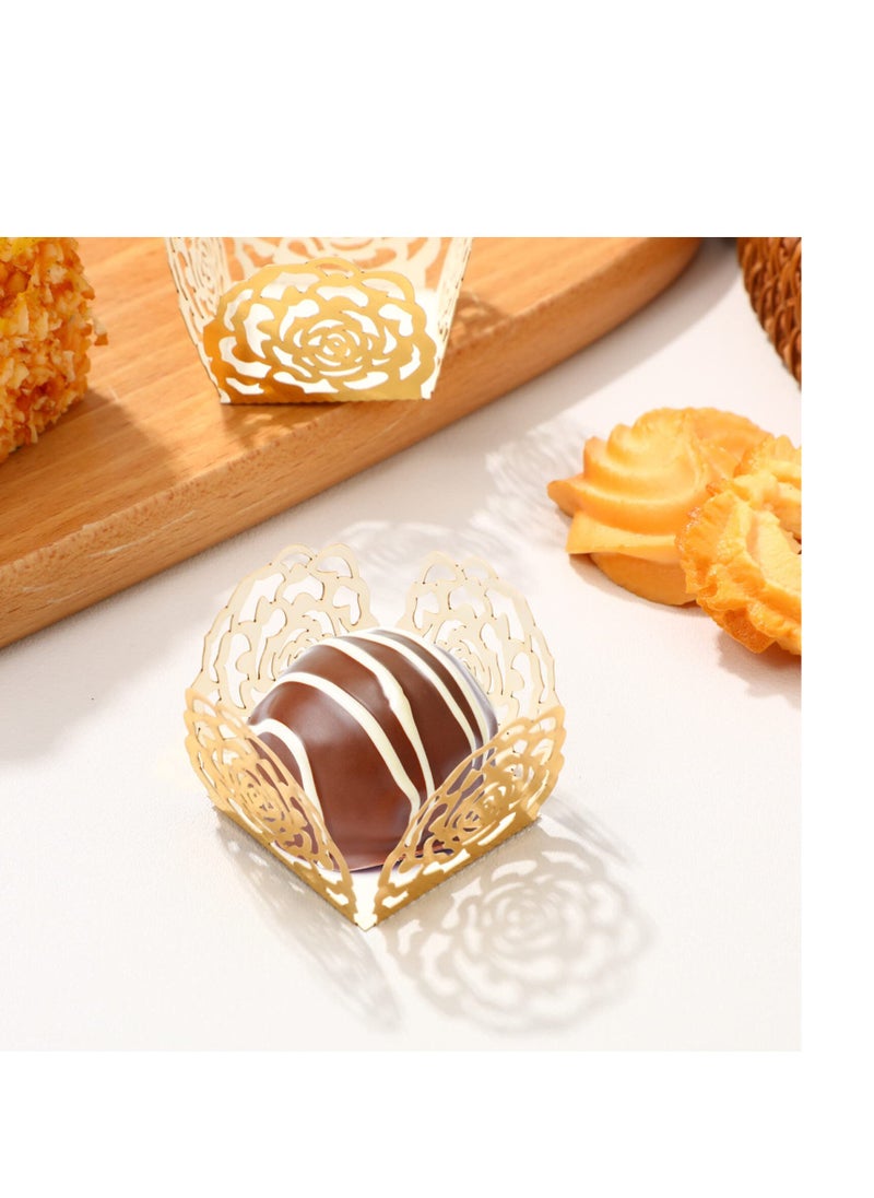 SYOSI - 50pcs Truffle Wrappers Chocolate Candy Cups,Chocolate Paper Candy Cups Baking Cups Truffle Wrappers Liners Cups for Shower Birthday Wedding Party - Image 1