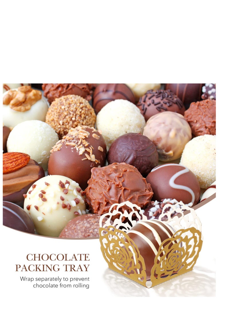 SYOSI - 50pcs Truffle Wrappers Chocolate Candy Cups,Chocolate Paper Candy Cups Baking Cups Truffle Wrappers Liners Cups for Shower Birthday Wedding Party - Image 1
